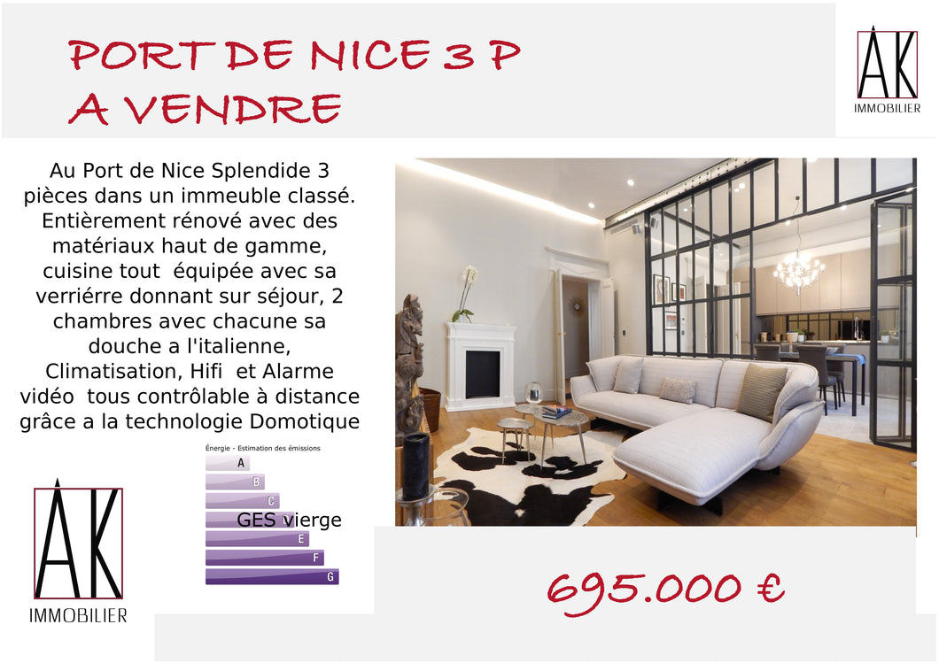 A VENDRE 695.000 € APPARTEMENT PORT DE NICE (FRANCE)